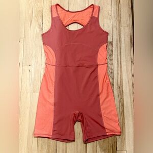Fabletics Rust and Coral Athletic Shorts One-Piece